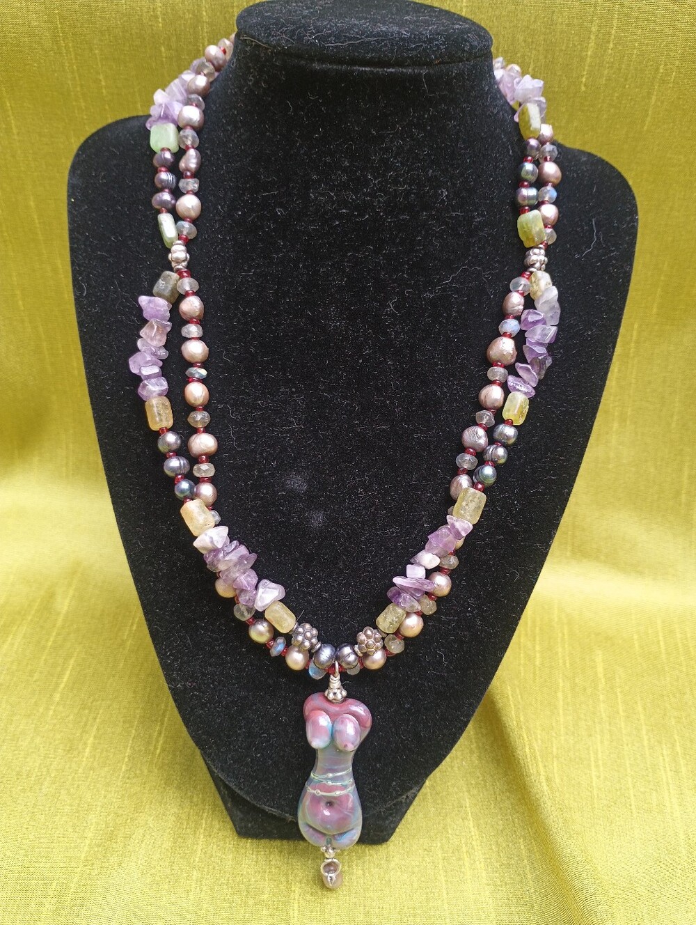Handcrafted Purple Multi-Stone Pendant Necklace